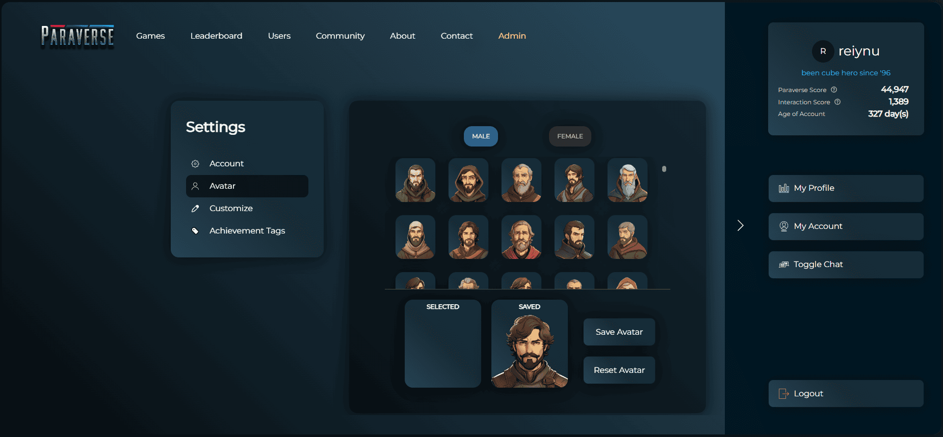 Picture of user settings